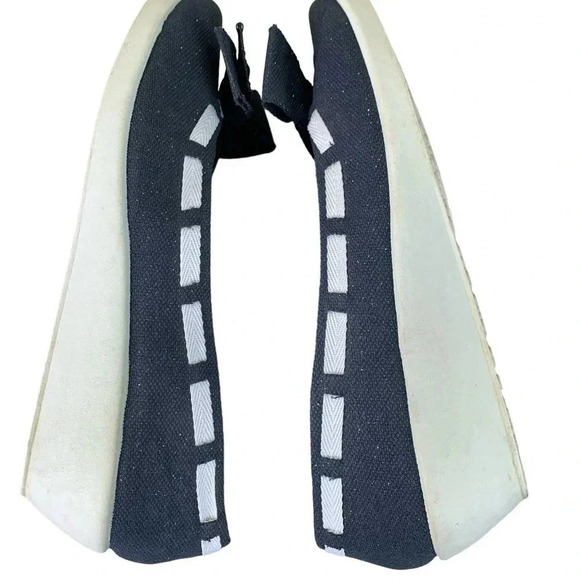 Dr. Scholl's Canvas Bow Tie Low Wedge Pump Slip On Shoes Size 10M Blue Glitters - Picture 8 of 16